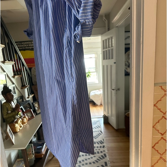 Blue/ white pinstriped oversized shirt dress/tunic - Picture 2 of 4
